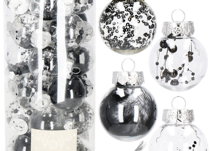 Kerstballen | Transparant | 24 Stuks | 5 cm | Zwart
