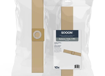 SQOON® Industriële Stofzuigerzakken - Geschikt voor Soteco Micro - Vervangt Model 07940 - 10 Stuks - Papier - Voor Professioneel Gebruik in Bouw en Industrie