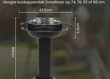 Houtskool barbecue - Zuil barbecue - BBQ - Asopvangbak - Schuifregelaar - RVS -- Zilver