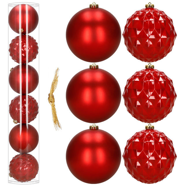 Kerstballen | 6 Stuks | 15 cm | Rood