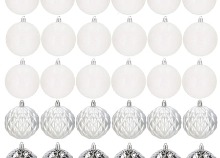 Kerstballen | 30 Stuks | 6 cm | Zilver/Wit