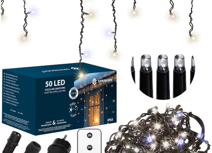Lichtgordijn | IJspegel Verlichting | 50 LEDs | Koud wit + Koud wit flits | 2,5 M