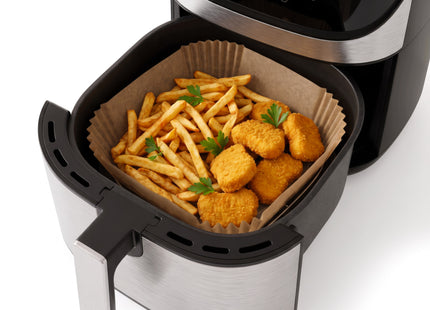 Papieren Inzetstukken Voor Airfryer - Wegwerpbaar -  220°C - Geschikt voor: Airfryer, Oven, Magnetron, Stoomkoker - 100 stuks
