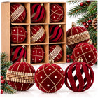 Kerstballen | 9 Stuks | 8,5 cm | Rood | velours