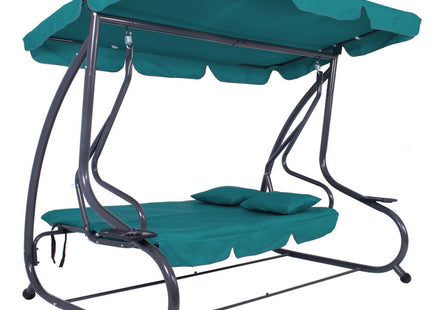 Schommelbank | Venezia-Schommel | 3-zits | Waterafstotend | Inclusief 2 Kussens | Verstelbare Luifel | 163 x 193 x 120 cm | Turquoise