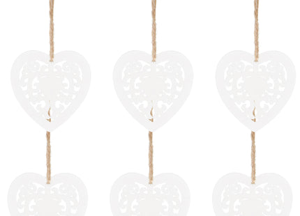Kerstversiering | Kerstdecoratie voor binnen | Kersthanger | Kersthart | Hout | 6 Stuks | 7 cm