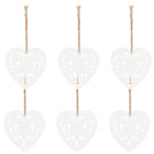 Kerstversiering | Kerstdecoratie voor binnen | Kersthanger | Kersthart | Hout | 6 Stuks | 7 cm