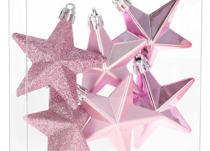 Kerstballen | Sterren | 6 Stuks | Roze