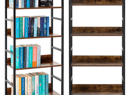 Boekenkast - Metaal - MDF - 4 Etages - Verstelbaar - 124 X 60 X 28 CM - 100 KG
