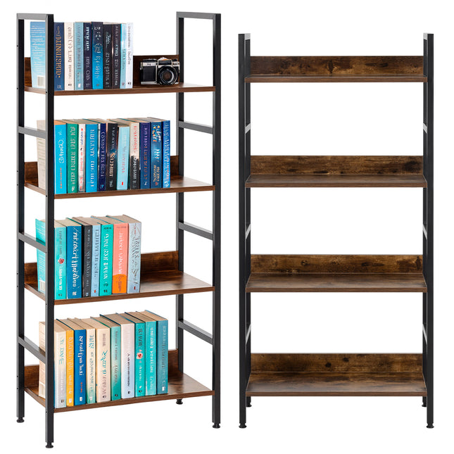 Boekenkast - Metaal - MDF - 4 Etages - Verstelbaar - 124 X 60 X 28 CM - 100 KG