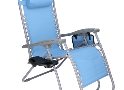Tuinstoel | Ligstoel | Opvouwbaar | Verstelbaar | Ergonomische Hoofdsteun | Blauw