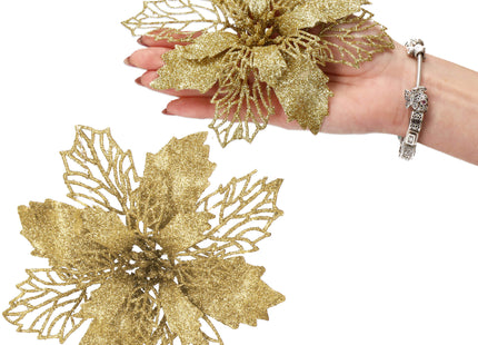 Kunstbloem - Ster van Bethlehem - Goud - Glitters