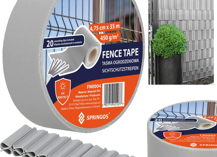 Vlechtband | Privacyfolie | Vlechtband Voor Tuinafsluiting | PVC | 35 m | 450 g/m² | Grijs