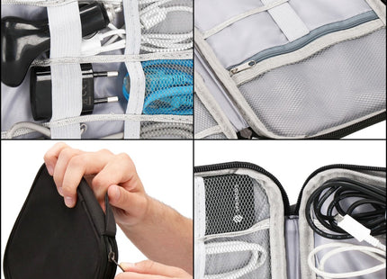 Etui | Reistas | Elektronica | Multifunctionele Elektronica Organizer | 25 x 19 x 2 cm | Zwart