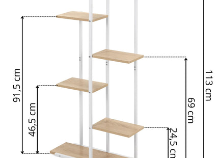 Plantenrek - Plantenstandaard - Bloemenstandaard - Bloementrap - Metaal - 6 - Laags - 60 X 20 X 113 CM - Wit