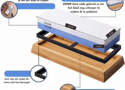 Wetsteen | Messenslijper | Slijpsteen voor messen | Korrel 1000/6000