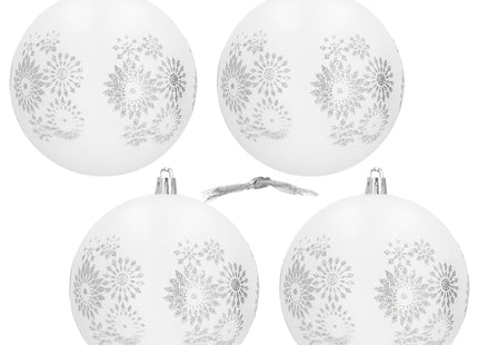 Kerstballen | 4 Stuks | 10 cm | Wit