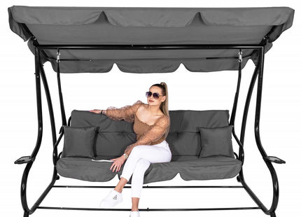 Schommelbank |  4-zits | 241 X 120 X 162 Cm | Linda-Schommel | 4-zits | Waterafstotend | Inclusief 2 Kussens | Verstelbare Luifel |Grijs