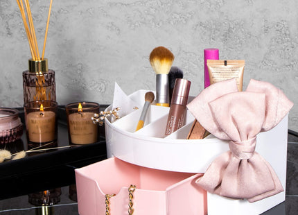 Make Up Organizer | Meerdere vakken | Lade Kast | Wit/Roze