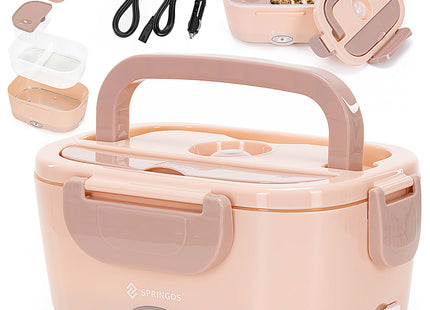 Elektrische Lunchbox 1,5 Liter – Verwarmbare Broodtrommel – 12V/24V en 220-240V – Met 2 Compartimenten – Roze