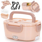 Elektrische Lunchbox 1,5 Liter – Verwarmbare Broodtrommel – 12V/24V en 220-240V – Met 2 Compartimenten – Roze