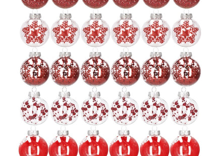 Kerstballen | 30 Stuks | 7 cm | Rood/Wit