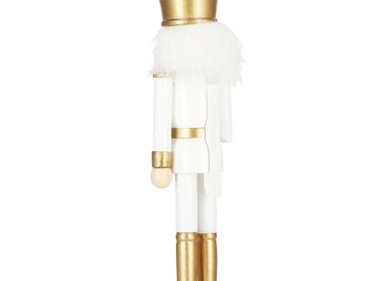 Notenkraker Kerst | Houten Soldaat | Kerstversiering | Goud/Wit | 30,5 cm