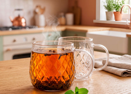Glas Voor Koffie & Thee - Set Van 2 - Met Oor - Koffieglas - Thee glas - Warme en Koude dranken -350 ML