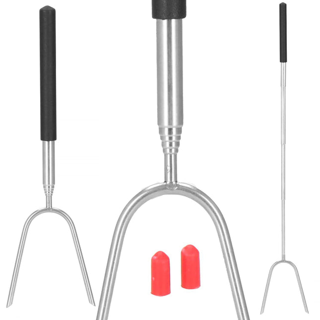 Telescopische BBQ Vork - Grillvork - BBQ -  Zilver - Uitschuifbaar - Metaal - Kunststof - 85,5 Cm
