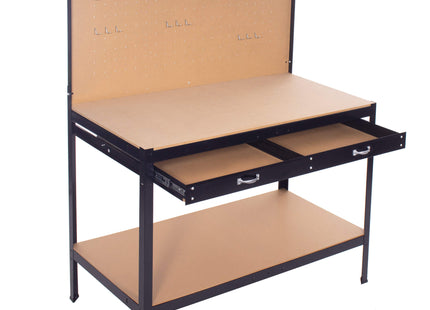 Werkbank| Garage | Werkblad | 120x60x155 cm | Zwart/Bruin