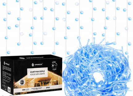IJspegel Verlichting | 12 m + 2.5 m Snoer | 300 LED | Flash | Koppelbaar | Blauw