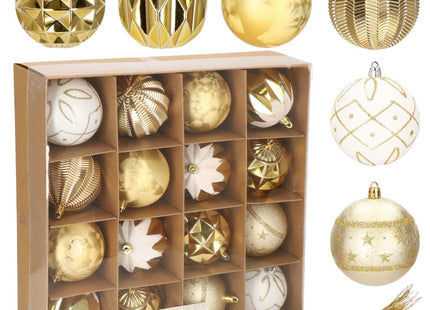 Kerstballen | 16 Stuks | 8 cm | Goud/Wit