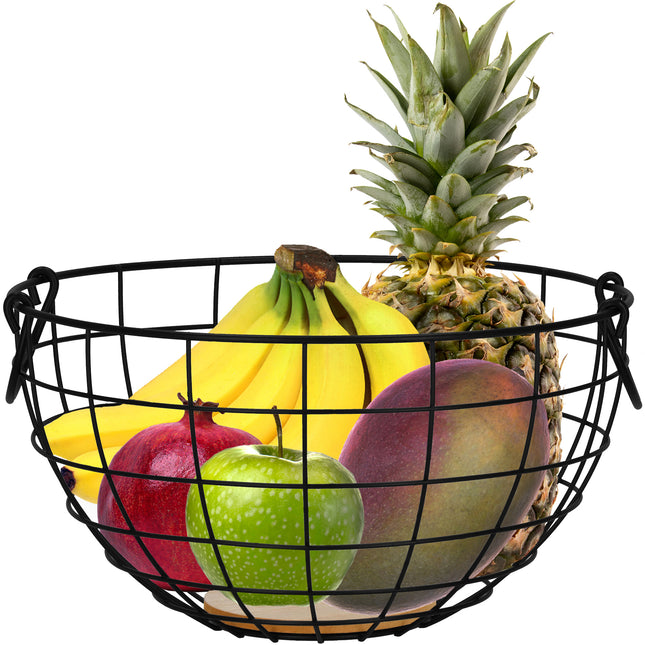 Fruitmand - Metalen Mand - Zwart - 28x15 cm