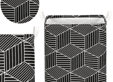 Opbergmand -  Speelgoedmand - Kledingmand - Organizer - Handvatten - Zwart - Wit