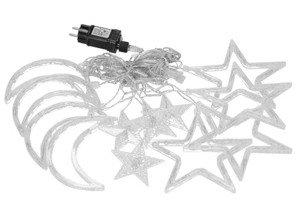 Lichtgordijn | IJspegel Verlichting | Inclusief USB En Afstandsbediening | 138 LED | Warm Wit | Sterren | Manen