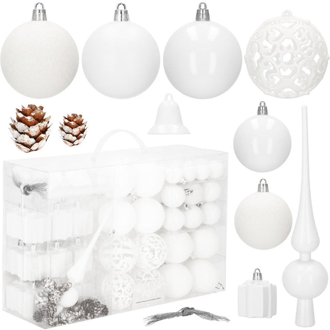Kerstballen & Piek | 101 Stuks | Wit