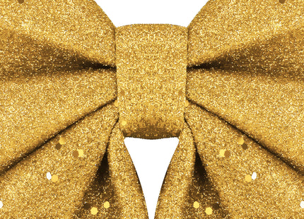 Kersthanger | Kerstversiering | Kerstdecoratie Voor Binnen | Kerststrik | Goud | Glitter| 20 cm | 1 Stuk