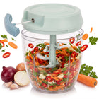 Groentesnijder 900 ml – Handmatig - Met Trekkoord – 5 RVS Messen – Pastelgroen