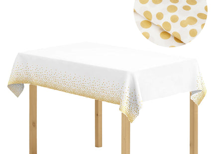 Tafelzeil - Tafelkleed - Waterdicht - Afwasbaar - Wit - Goud - 272 x137 CM