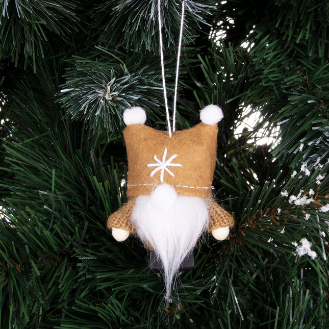 Kerstkabouter - Kersthanger - Kerstdwerg - Kerstversiering - Bruin - 8 cm