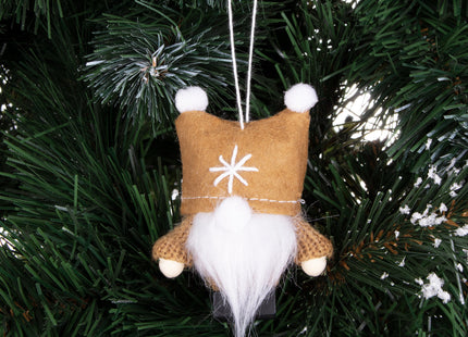 Kerstkabouter - Kersthanger - Kerstdwerg - Kerstversiering - Bruin - 8 cm