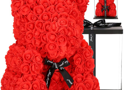 Rozen Beer | Inclusief Giftbox |  36 X 26 X 26 Cm |Rozen Teddybeer | Liefde | Rood / Zwart