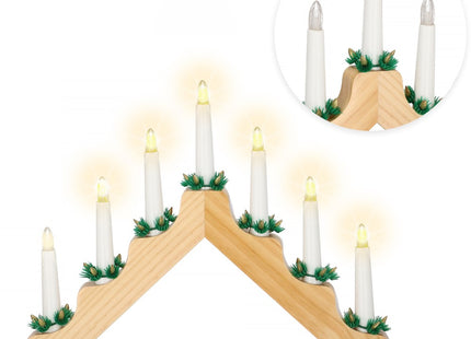 LED Kaarsenbrug | Snoer | Hout | Warm Wit