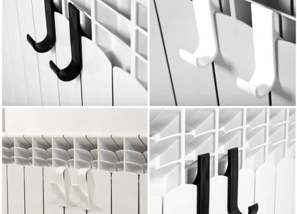 Radiator Haak - Handdoek Haak - Kleding Haak - Ophanghaak - Zwart - 2 Stuks