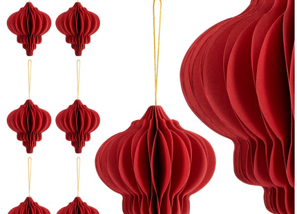 Kerstbal | Papier | 12,5 Cm | 3D | Rood | 6 Stuks