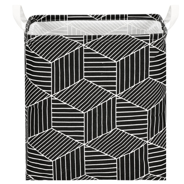 Opbergmand -  Speelgoedmand - Kledingmand - Organizer - Handvatten - Zwart - Wit