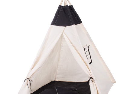 Tipi Tent | Wigwam Speeltent | 120x100x180 cm | Met Mat en Kussens | Naturel Zwart