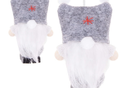 Kerstkabouter - Kersthanger - Kerstdwerg - Kerstversiering - Grijs - 8 cm