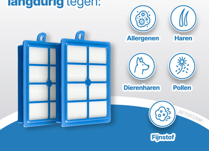 SQOON® HEPA Filterset 2x geschikt voor stofzuigers van Philips, AEG & Electrolux - - 2 STUKS - Gelijk aan model: FC8031