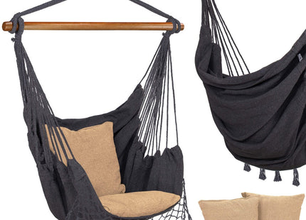 Hangstoel | Binnen & Buiten | Met 2 Kussens | Belastbaar tot 150 kg | 130 x 100 cm | Grijs/Beige